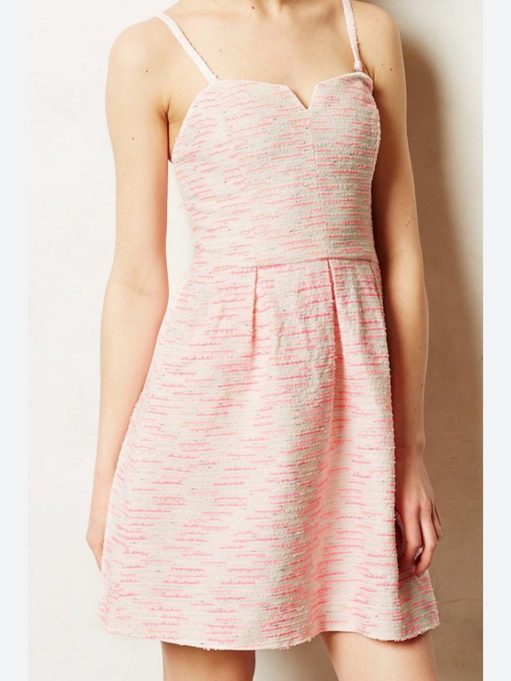 Moulinette Soeurs Pink Textured Sweetheart Mini Dress